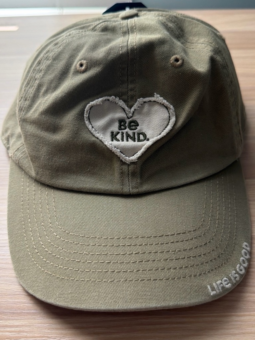 Life Is Good Olive 'Be Kind' Heart Baseball Cap